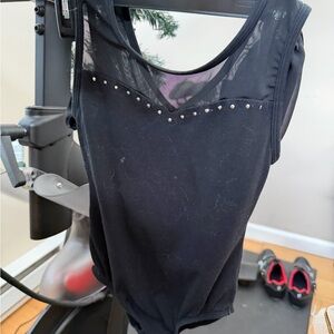 Chic Black Mesh Bodysuit with Stud Accents